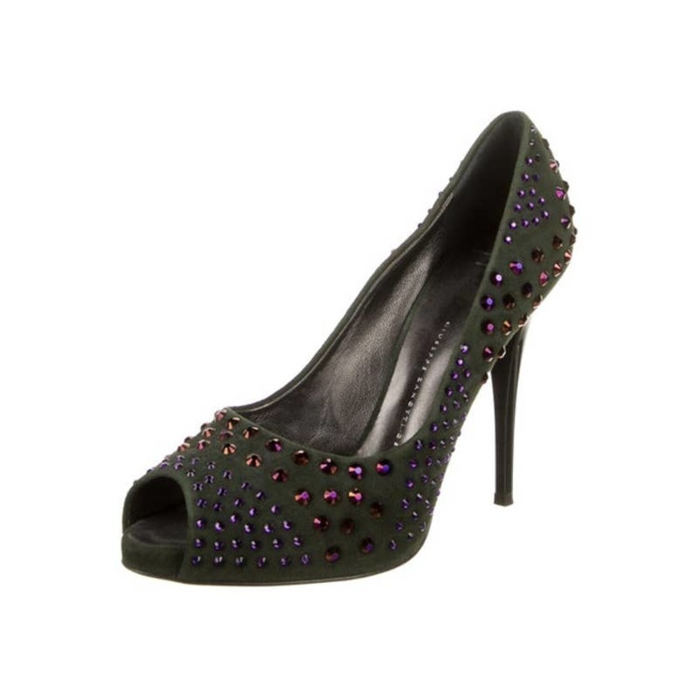 GIUSEPPE ZANOTTI Suede Crystal Embellishments Pumps